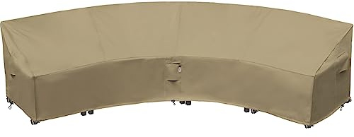 Flexiyard Curved Patio Furniture Cover for Outdoor Sectional Sofa, 190(128) Reinforced Waterproof 600D Patio Sectional Couch Cover, Half Moon Lawn Outside Garden Furniture Winter Protective Cover