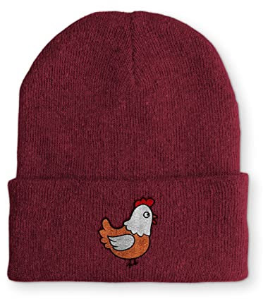 tshirtladen Huhn Statement Beanie Mütze mit Spruch, Farbe: Bordeaux