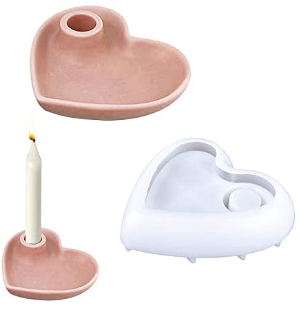 YEJAHY Silikonform Kerzenhalter, 3D-Gießform Kerzenhalter Tablett, DIY Silikon Gießform für Kerzenhalter, Tablett, Schmuck Aufbewahrungsbox, Ornament, Heimdekoration (Herzform)