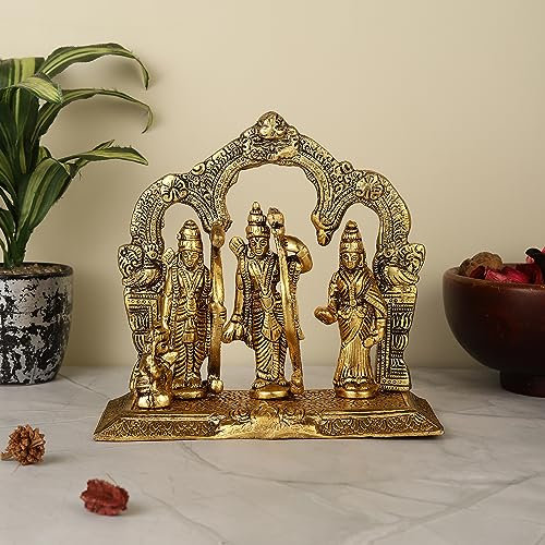 PURESTORY Lord Ram Darbar mit Sita Laxman und Hanuman Ji Metallstatuen, Lord Ram Sita Figur, Lord Ram Sita Laxman Idol Statue für Zuhause, Büro, Geschenke. Lord Ram Idol für Heimdekoration – Gold