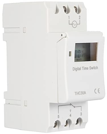 Interruttore Timer Digitale Thc 30a Interruttore relè Temporizzatore Digitale Thc 30a Guida Din, Timer 24 Ore 12v Cc, Interruttore di Controllo Orario Elettronico Programmabile