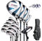 PGM Men's Complete Golf Club Sets - 9 Pieces - 3 Wood (#1,3,5), 1 Hybrid (#4H), 6 Irons(#5,6,7,8,9,PW), 1 Sand Wedge (55°), 1 Putter - Golf Stand Bag - MTG025-3