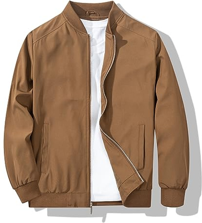 XiaoYouYu Men's Bomber Jacket Fashion Stylish Lightweight Windbreaker Spring Fall Casual Jackets for Men Coffee Large
