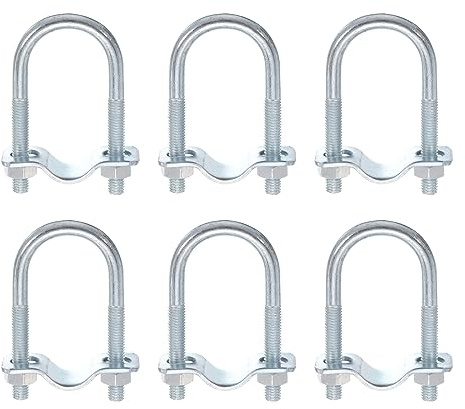 uxcell Round U-Bolts Pipe Clamp, 6pcs Fit 1-1/4(32mm) to 1-1/4(32mm) Double Pipe Clamp Pipe Buckle for Greenhouse Awning Frames Antenna Mast