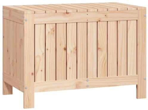 vidaXL Solid Pine Wood Outdoor Garden Storage Box – Rustic Brown, with Wide-opening Lid, Spacious for Organizing Garden and Household Items