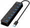 Orco 7-Port USB 3.0 Hub with Individual Power Switches and Lights, High-Speed Data Hub Splitter Portable USB Extension Hub for PC Laptop and More (7 Port USB HUB)