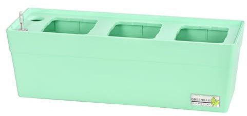 Greenbar® Kräuterkasten, für 3 Kräutertöpfe, mit integriertem Bewässerungssystem, für Indoor/Outdoor, 48 x 16 x 15.5 cm, Kunststoff, türkis