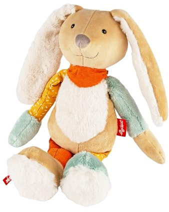 sigikid 43283 Hase Patchwork Sweety, Plüsch, Kuscheltier, Stofftier, kuschelweich, Bunte Kinderfarben, ab 3 Monaten