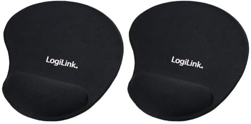 Logilink ID-0027 Mauspad mit Silikon Gel Handauflage, schwarz (Packung mit 2)