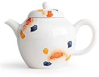 Tetera de té, tetera de cerámica blanca con asa, tetera individual con filtro para el hogar, juego de té de Kung Fu, tetera (A)