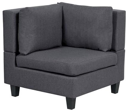 Beliani Modernes Eckmodul Stoffbezug Leinenoptik in Grau Eckteil zum Sofa Unstad