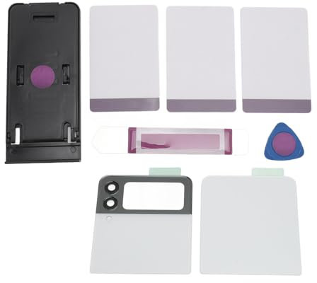 ASHATA pour Z Flip 3 Remplacement de la Vitre Arrière, pour Z Flip 3 5G F711 Couverture Arrière du Boîtier en Verre avec Bande Pré-installée Outils D'objectif de Caméra
