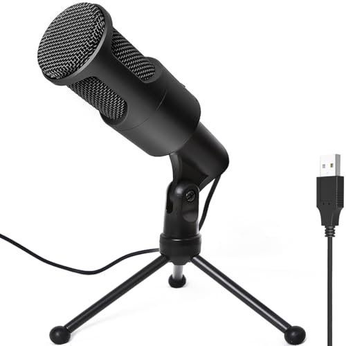 LOKUKA USB Microphone for PC, Podcast Condenser Omni Mic with Foldable Tripod for Streaming, Gaming, Recording, Chatting, Twitch, YouTube, Compatible with macOS, Windows, Desktop, Laptop