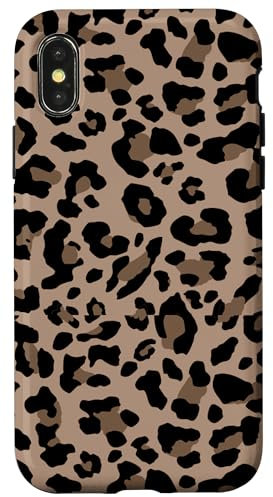 Hülle für iPhone X/XS Leopardenmuster stilvolles Gepardenmuster braun neutral beige