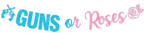 Sursurprise Gewehre oder Rosen Geschlecht Reveal Dekorationen, Gewehre oder Rosen Banner für Junge oder Mädchen Geschlecht Reveal Party Supplies Baby Dusche Dekorationen
