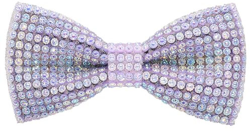 HOULIFE Papillon con strass per uomo, con strass, pre-legato, papillon con paillettes, regolabile, per matrimoni, feste, banchetti, Lilla, M