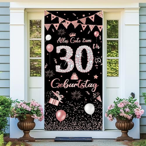 Deko 30. Geburtstag Banner Männer Frauen,30 Geburtstag Deko,Alles Gute zum Geburtstag Banner 30 Geburtstag,Lange Größe Roségold 30 Geburtstag Party Deko Für Frau und mann 185 × 90 cm