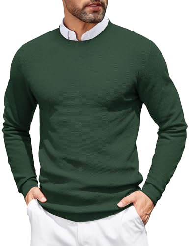COOFANDY Maglione a Maglia per Unmo Pullover Girocollo Maglione a Maniche Lunghe Maglioncino Firmato Abbigliamento Uomo Invernale Pullover da Lavoro Verde XL