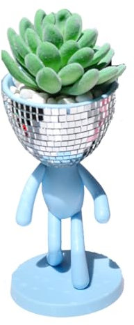 Carriere Niedliche Künstliche Sukkulenten-Pflanzgefäße, Mini-Topf-Plastik-Fake-Sukkulenten-Dekor, Kreative Menschliche Töpfe in Blau