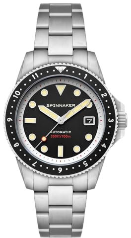 Spinnaker Croft Pioneer SP-5136 Montre automatique pour homme avec bracelet en acier inoxydable massif 42 mm, Noir ombré, Croft Pioneer Automatique