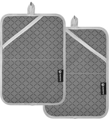 Juego de soportes para ollas para cocina, resistentes al calor, abstractos, industriales, negros, para cocinas con bolsillos, almohadilla caliente para horno, paquete de 2