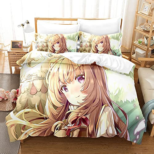Ste-X Bettbezug The Rising of The Shield Hero Superweiche 100% Gebürstete Mikrofaser Mit Einer Qualität Von 110 G/m², 2 Kissenbezüge 80 X 80 cm (135x200cm,Hero 01)