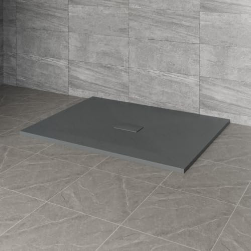 NRG 1200x1000mm Anthracite Rectangle Shower Base Tray SMC Slate Effect Slip-Resistance Bathroom Shower Enclosure Tray