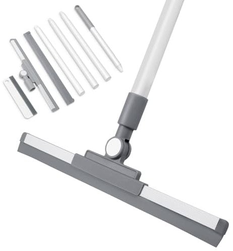 AMFUN Escobilla de Silicona Goma para Suelos, Escobilla de Goma de 36cm para Suelo, Escoba de Goma, con 1 Limpiaparabrisas de Silicona Suave, para Suelo, Ducha, Mango Largo