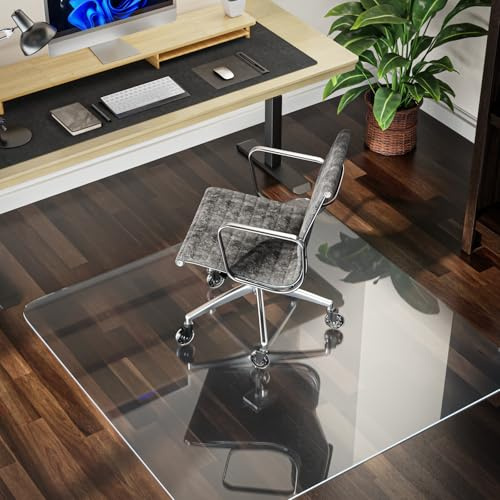 COSYLAND Clear Office Chair Mat for Hard Floor - Heavy Duty Anti-Slip Hardwood Floor Protector Rug - Multi-Purpose Home & Office PVC Rug Floor Protector (120 x 90 CM, 48x 36)