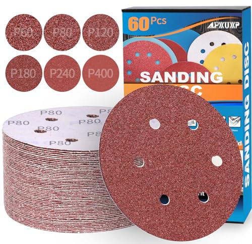 60 Stück Schleifpapier 150mm Klett 6-Loch Schleifscheiben Profi für Rund Exzenterschleifer- je10x P40 P60 P80 P120 P240 P400 Mischkorn-ALPXUXP