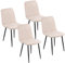 Baroni Home Lot de 4 Chaises Modernes avec Revêtement en Velours et Pieds en Fer Noir, Fauteuil pour Salon, Chambre, Salle à Manger, 52x44x85 cm, Beige
