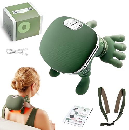 4D Nackenmassagegerät mit Wärme, Massagegerät für Schmerzlinderung | 3 Massageeinstellungen & 2 Heizstufen,Elektrische Massagegeräte Mit Wärm Kabellos für Zuhause,BüRo,Reisen