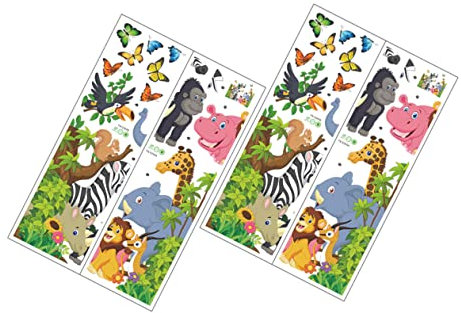 LIFKOME 2pcs Small Animal Wall Stickers Bedroom Forest Animals Wall Stickers Room Decoration Nursery Wallpaper Animals Wall Decals Jungle Theme Wall Decals Stickers for Walls PVC