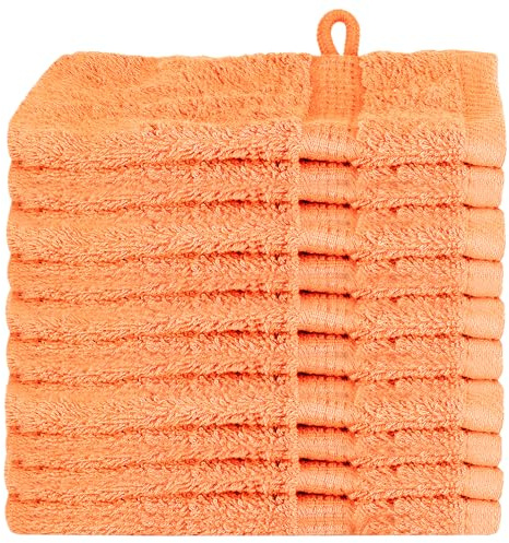 vidaXL Gants de Toilette SOLUND 10 pcs Orange Coton, Serviettes de Luxe, Coton Moderne, Main Moelleuse, invité Doux, Visage Respirant, séchage de qualité.