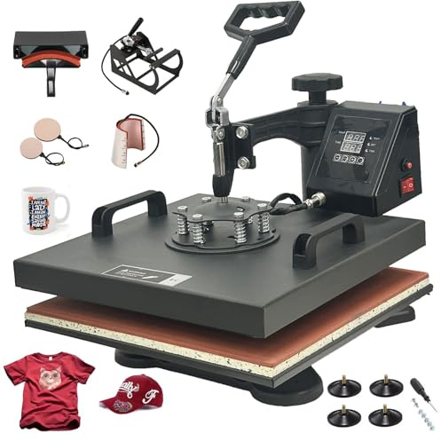 5 in 1 Heat Press Machine 38x38cm for T Shirt Mug Hat Cap Plate Transfer Printer