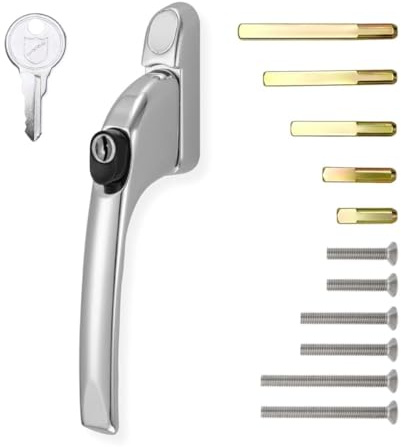 MONT HARD Universal Espag Window Handle with Multi Spindle and Key Locking for Casement Windows, Polished Chrome