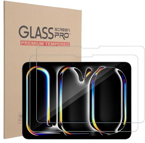 Xahpower Lot de 2 Protection Écran pour iPad Pro 13 Pouces (M5) 2025/(M4) 2024, Anti Rayures, Dureté 9H, Film de Protecteur en Verre Trempé