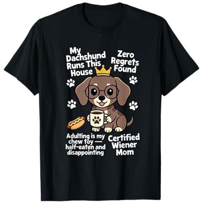 Drôle Teckel Wiener Chien Maman café Illustration Mignon T-Shirt