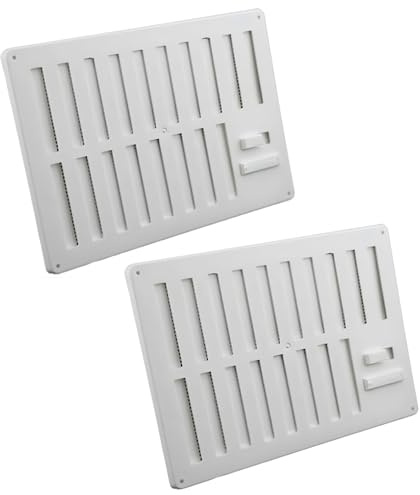 Hit & Miss Vent with Flyscreen (2 Pack | White | 9in x 6in) - Adjustable Air Vent 9x6 Inch - Wall, Door & Ceiling Ventilator with Slide Control - Integral Flyscreen Keep Insect Out