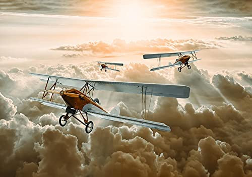 FORWALL AMF10605_VE Papier Peint Photo Non-tissé Motif Avions sur Les Nuages, Non-tissé, Beige,Weiss, VEXXL (312cm. x 219cm.)