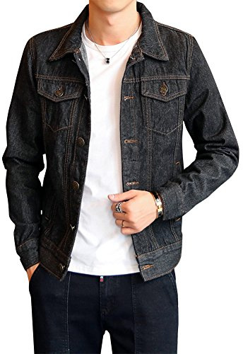 Homme Veste en Jean Denim Jacket Manche Longue Manteau Loisirs Slim Fit Veste Denim