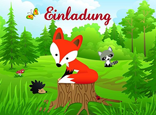 Reegen 16-TLG. Einladungskarten-Set * Kleiner Fuchs * für Kindergeburtstag | aus 8 Einladungen und 8 Umschlägen | Kinder Mottoparty Party Motto