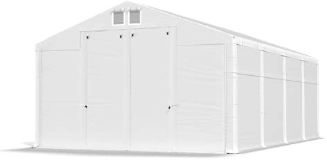 DAS COMPANY Lagerzelt 6x8x2.5m Wasserdicht Weiß Zelt 560g/m² PVC Plane Ganzjährig Zelthalle Winter SD - Zeltgarage Winterfest - Dachzelt Hartschale - Zeltgarage - Winterzelt Pavillon - Weidezelt