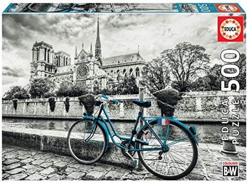 Educa 18482, Fahrrad vor Notre Dame, 500 Teile Puzzle für Erwachsene und Kinder ab 10 Jahren, Paris, Frankreich