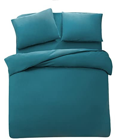 QZY Bettwäsche mit Reißverschluss 135x200 cm Super Weiche 100% gebürstetes Mikrofaser mit Einer Qualität von 110 g/m²,1 Kopfkissenbezug 80x80 cm Seeblau