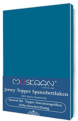 Müskaan Spannbettlaken Topper 180x200-200x200 cm | Boxspringbett Spannbetttuch | Bettlaken | 100% Baumwolle | bis 10 cm Matratzenhöhe | Petrol