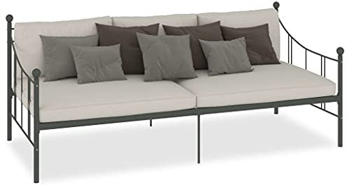 vidaXL Bettgestell Metallbett Bettsofa Bett Tagesbett Kojenbett Einzelbett Schlafzimmerbett Bettrahmen Lattenrost Grau Metall 90x200cm