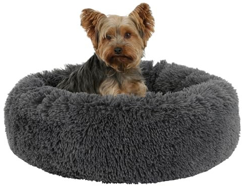 Kerbl Pet Kuschelbett Fluffy, Hundebett, Katzenbett, grau, 19cm, Ø76cm, Polyester, Katzen, Anti-Rutsch-Boden, weiches Füllmaterial