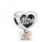 PANDORA Dankeschön Mum Herz Charm aus Sterling-Silber und 14 Karat Rosévergoldeter Metalllegierung, Höhe: 17mm, 789372C00