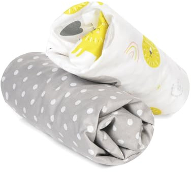 FlyIdeas 2-teiliges Spannbettlaken-Set für Beistellbett 90x55 cm – 100% Baumwolle, Weich & Atmungsaktiv – Passend für Matratzen 50x90, 60x90, 40x90 & mehr